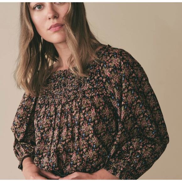 DOEN Agotha Top in Noir Forest Floral Print XS - Picture 1 of 9